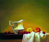 Apricots and Cherries - oil on panel - 2000 - by Marlies Ihmels  a.k.a. Marlies Herget