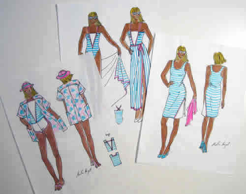 Fashion Sketches - marker on paper - 1985 - by Marlies Ihmels