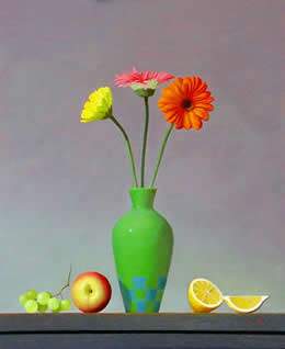 Gerber Dasies - oil on panel - 2004 - by Marlies Ihmels
