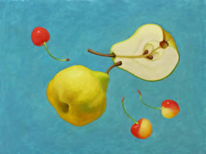 Green Pear - oil on paper - by Marlies Ihmels-Herget