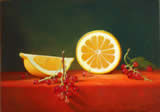 Lemon with Red Currants_oil on panel_by Marlies Ihmels