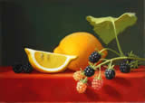 Lemon with Black Raspberries_oil on panel_by Marlies Ihmels