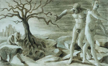 Paradise Lost - pen & in with gouache on paper - 10 x 16 inches - 1995 - by Marlies Ihmels  a.k.a. Marlies Herget